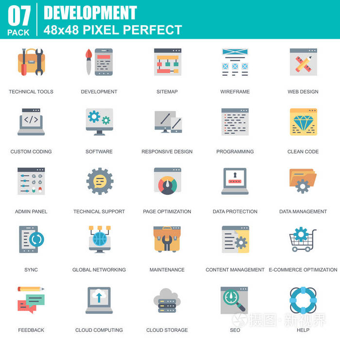 平面網頁設計與開發圖標 打造專業的軟件與應用界面